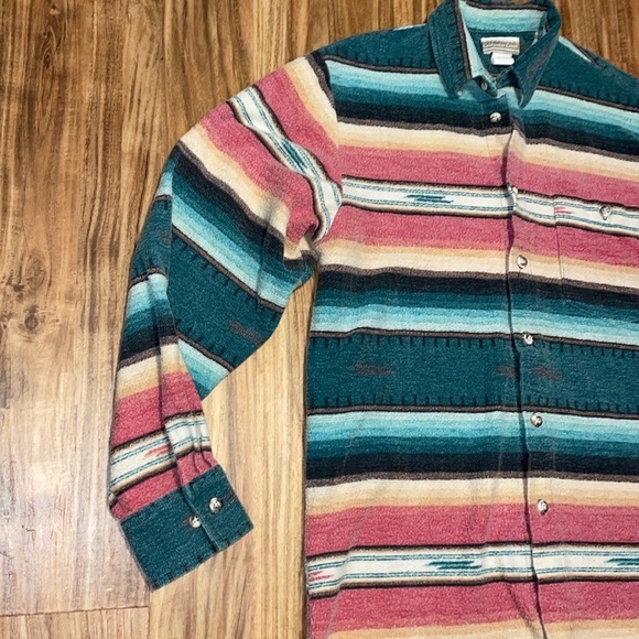 Coldwater Creek women’s small shirt button down shacket Striped Multicolor VTG - Picture 3 of 6
